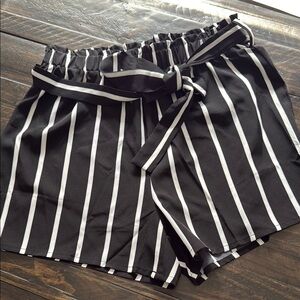 Black and White Striped Bermuda Shorts with Nautical Flair